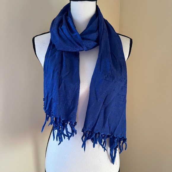**DAGNY* Blue Thai Silk Fashion Tassel Scarf - Picture 1 of 5